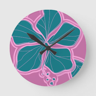 Kailua Hibiscus Hawaiian Wall Clocks
