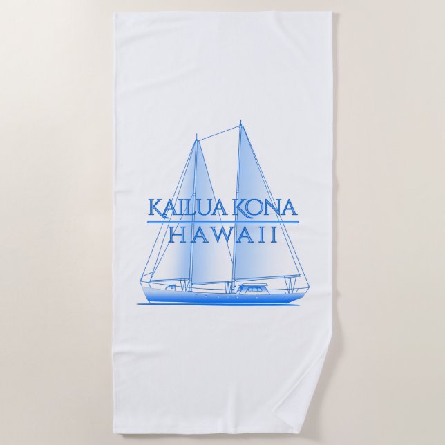 Kailua Kona Coastal Nautical Sailing Sailor Beach Towel (Front)