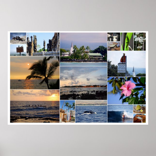 Kailua-Kona Hawaii Collage 36 x 24 Poster (Devant)