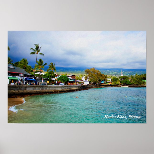 Kailua Kona, Hawaii • Oil Paint Digital Art Poster (Front)