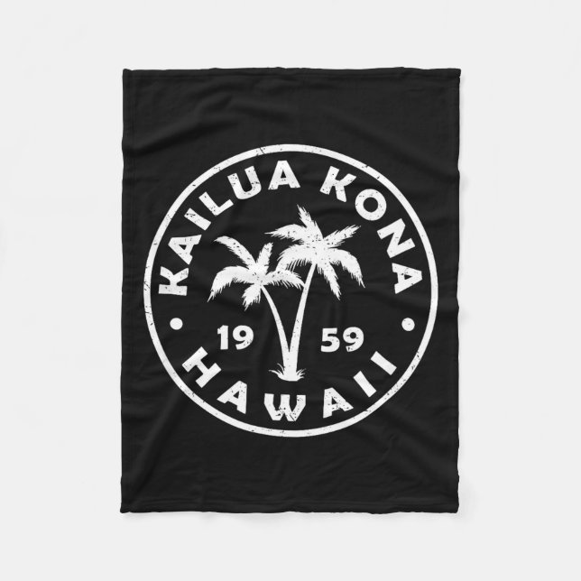 Kailua-kona Hawaii Palm Tree Mens Womens Girls Boy Fleece Blanket (Front)