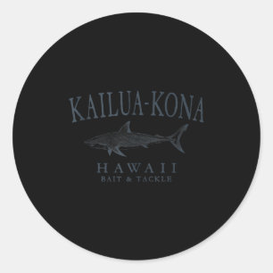 Kailua - kona hawaii shark retro slate art fishing classic round sticker
