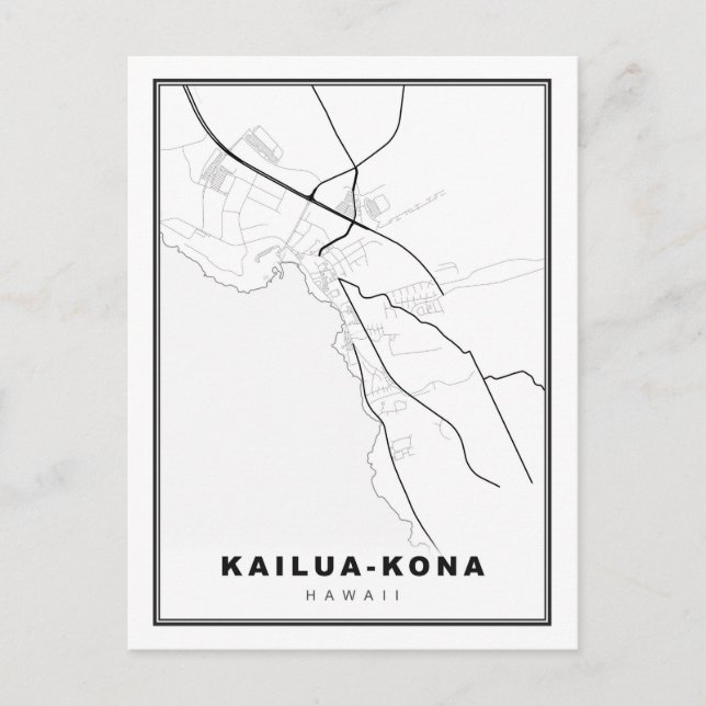 Kailua-Kona Map Postcard (Front)