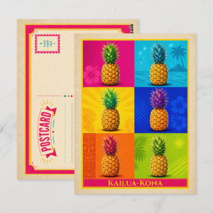 Kailua-Kona Postcard Hawaii Pineapple Vintage Pop