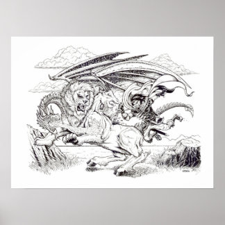 “Kaine and the Chimera” – Tracy Lesch illustration Poster