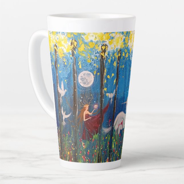 Kairos Woman and Unicorn Imaginaire Art Latte Mug (Angle gauche)