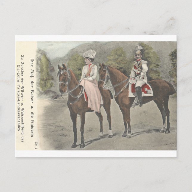 Kaiser Wilhelm II & empress on horses #037SS Postcard (Front)