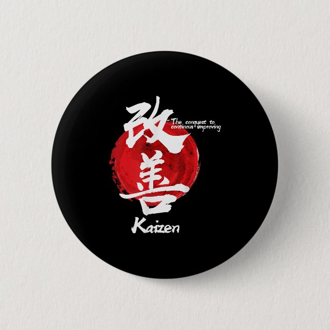 Kaizen Japanese Improving Concept Quote Calligraph 2 Inch Round Button (Front)