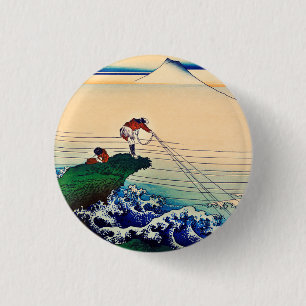Kajikazawa in Kai Province by Katsushika Hokusai 1 Inch Round Button