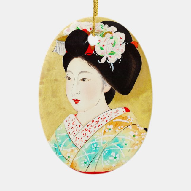 Kajiwara Hisako A Kyoto Maiko geisha fine art Ceramic Ornament (Front)