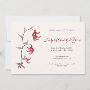 Kaka Beak Crimson Flower Anniversary Invitation