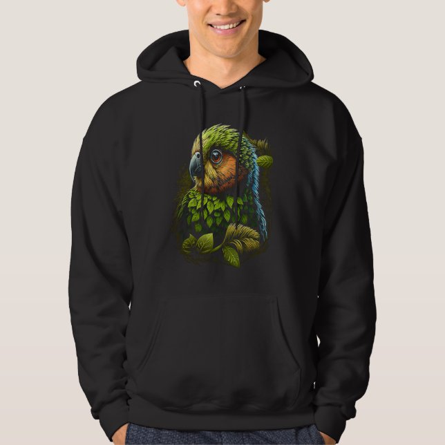 Kakapo Artistic Parrot New Zealand Hoodie (Front)