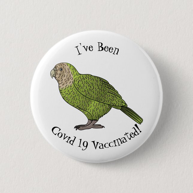 Kakapo bird cartoon illustration 2 inch round button (Front)