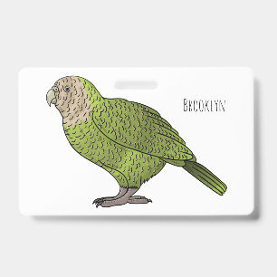 Kakapo bird cartoon illustration badge