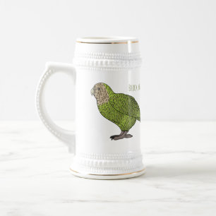 Kakapo bird cartoon illustration beer stein
