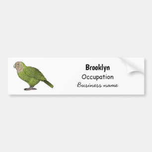 Kakapo bird cartoon illustration bumper sticker
