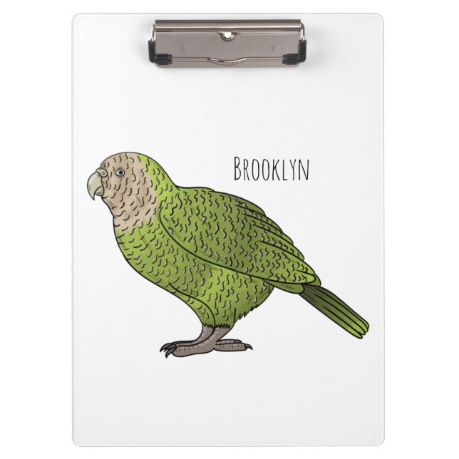 Kakapo bird cartoon illustration clipboard (Front)