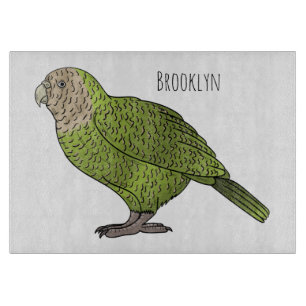 Kakapo bird cartoon illustration  cutting board