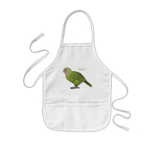 Kakapo bird cartoon illustration kids apron