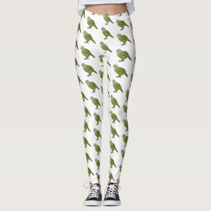 Kakapo bird cartoon illustration leggings