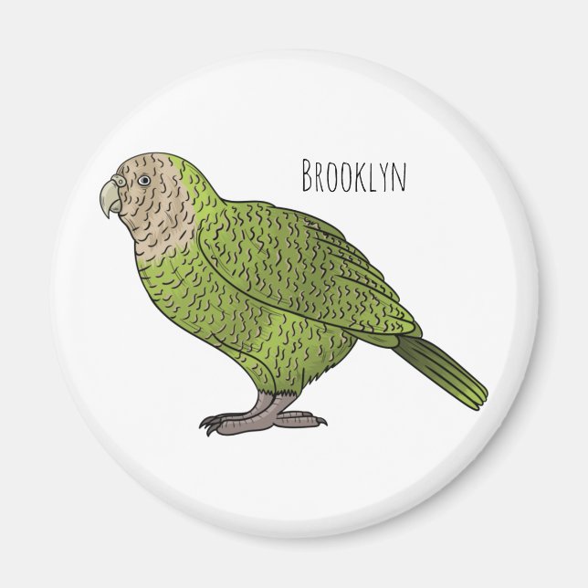 Kakapo bird cartoon illustration magnet (Front)