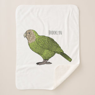 Kakapo bird cartoon illustration sherpa blanket