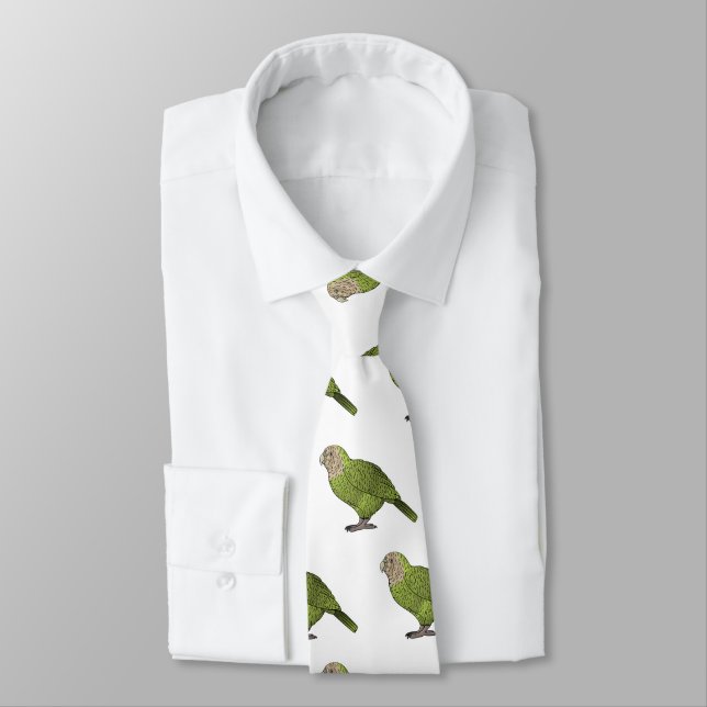 Kakapo bird cartoon illustration tie (Tied)