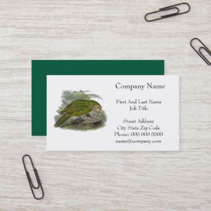 Kakapo Green Owl Parrot, Rare Bird Illustration Business Card