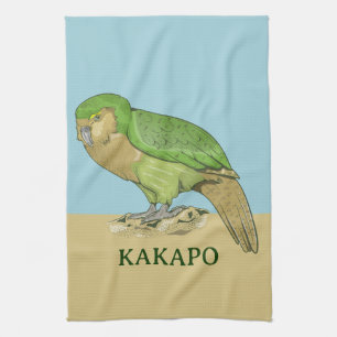 Kakapo illustration kitchen towel