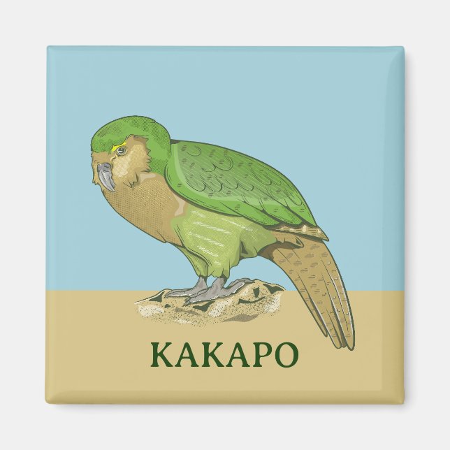 Kakapo illustration magnet (Front)