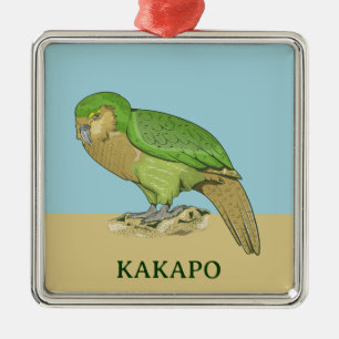 Kakapo illustration metal ornament