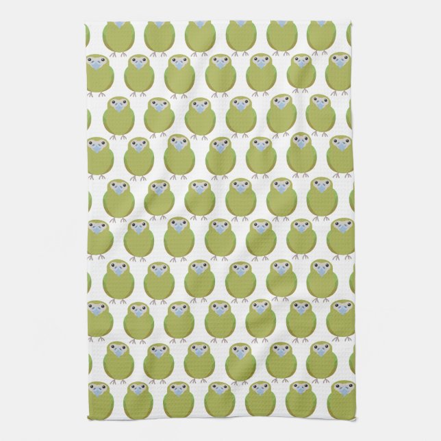 Kakapo parrot pattern kitchen towel (Vertical)