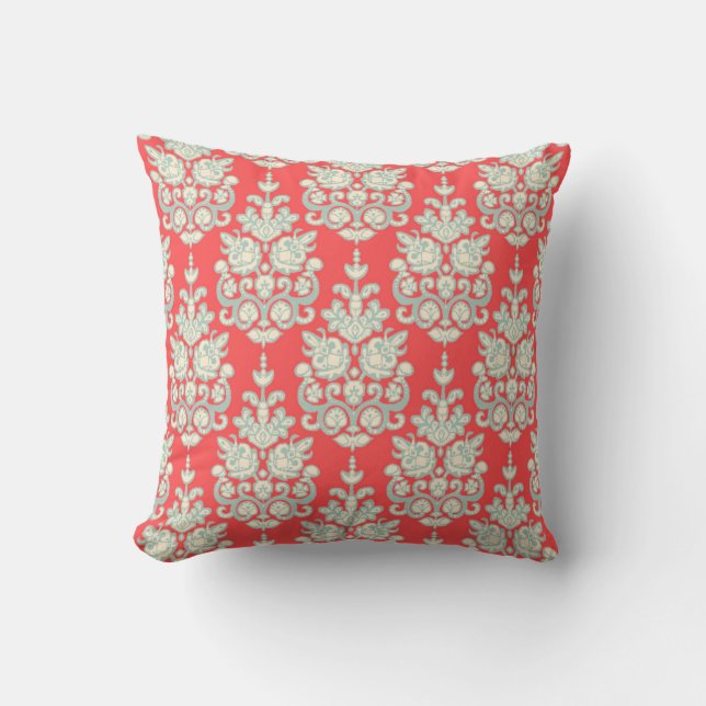 Kaksi damask ikat throw pillow (Front)