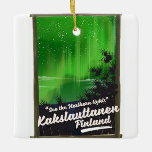 Kakslauttanen finland travel poster ceramic ornament