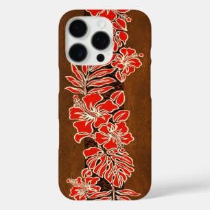 Kalaheo Hawaiian Hibiscus Tapa Faux Koa Wood iPhone 16 Pro Case