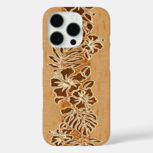 Kalaheo Hawaiian Hibiscus Tapa Faux Koa Wood  iPhone 16 Pro Case