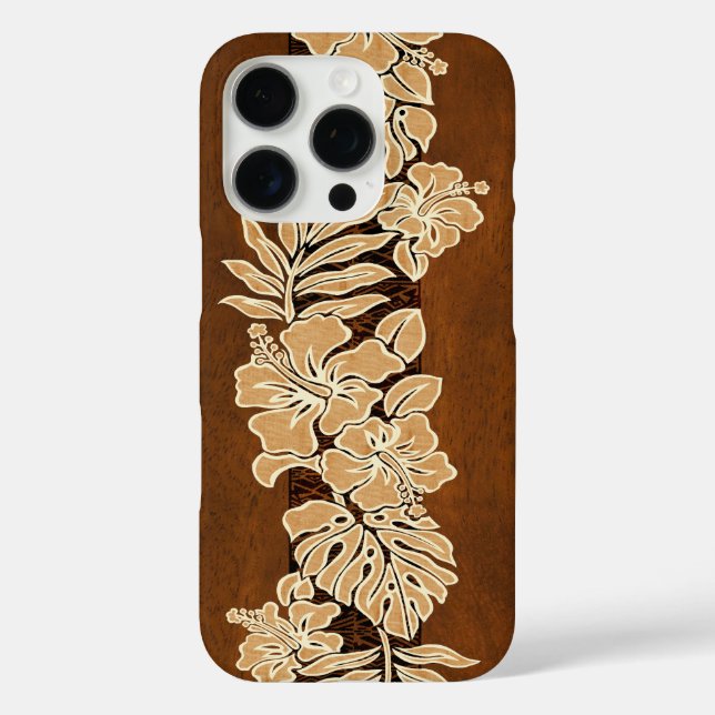 Kalaheo Hawaiian Hibiscus Tapa Faux Koa Wood  Case-Mate iPhone Case (Back)