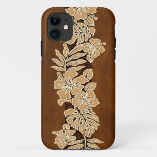 Kalaheo Hawaiian Hibiscus Tapa Faux Wood iPhone 5 iPhone 11 Case