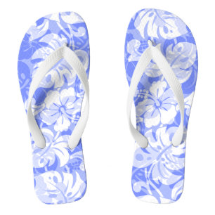 Kalakaua Border Hawaiian Hibiscus Lavender Flip Flops