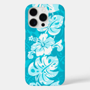 Kalakaua Border Hawaiian Hibiscus Turquoise iPhone 16 Pro Case