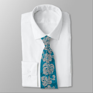 Kalakaua Border Hawaiian Hibiscus Two-side Printed Tie