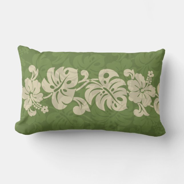 Kalakaua Hawaiian Hibiscus Border KL301 Lumbar Pillow (Front)