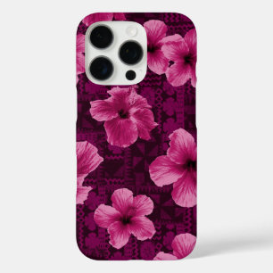 Kalalau Tapa Tropical Hawaiian Pink Hibiscus iPhone 16 Pro Case