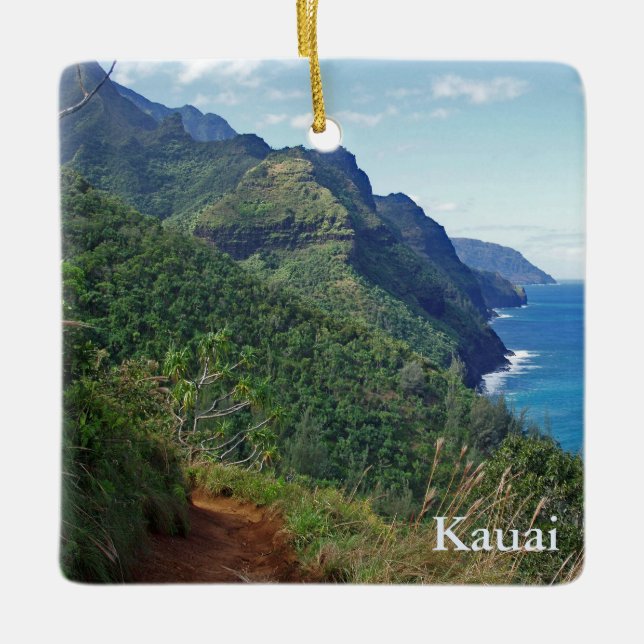 Kalalau Trail Ceramic Ornament (Front)
