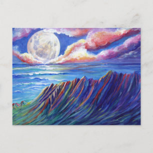 Kalalau Valley Kauai with Full Moon Postcard