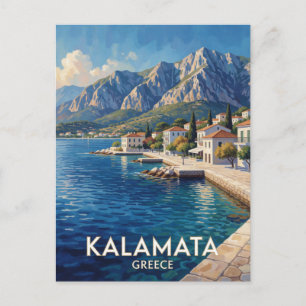 Kalamata Greece Messinian Gulf Mountain Travel Postcard
