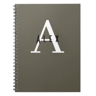 Kalamata Green Modern Custom Monogram Notebook