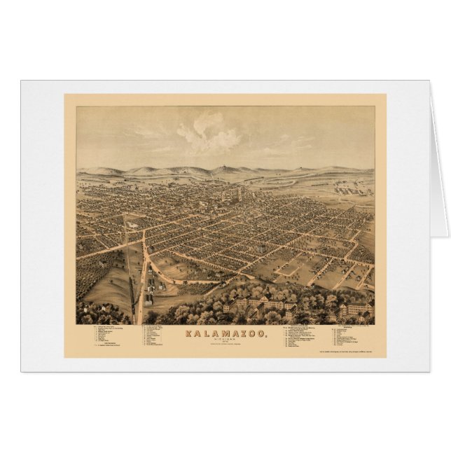 Kalamazoo, carte panoramique de MI - 1874 (Devant horizontal)