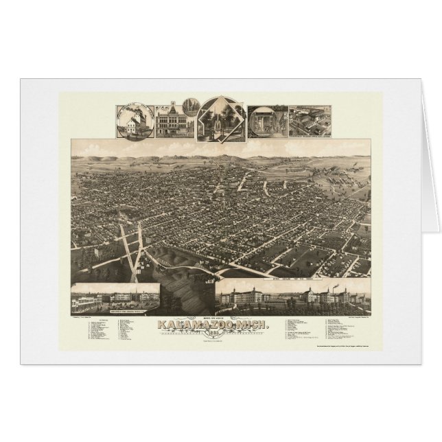 Kalamazoo, carte panoramique de MI - 1883 (Devant horizontal)