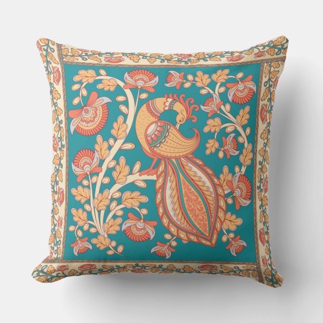 Kalamkari Throw Pillow (Front)